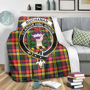 Buchanan Modern Tartan Blanket with Family Crest
