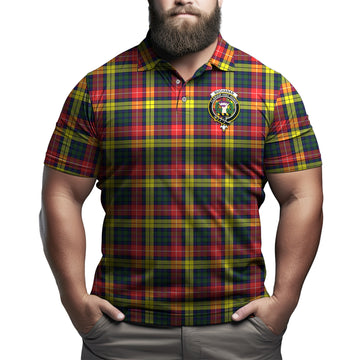 Buchanan Modern Tartan Men's Polo Shirt with Family Crest