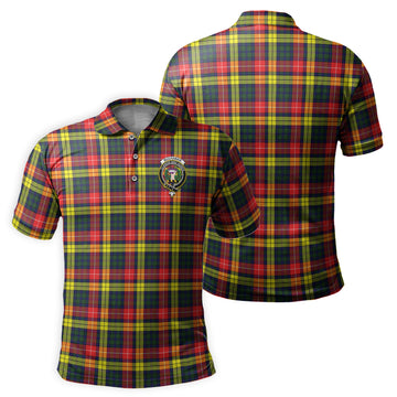 Buchanan Modern Tartan Men's Polo Shirt with Family Crest