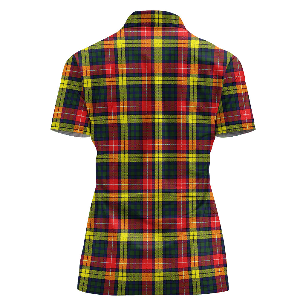 Buchanan Modern Tartan Polo Shirt with Family Crest For Women - Tartanvibesclothing