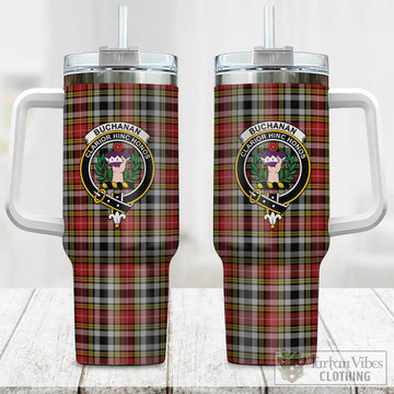 Buchanan Old Dress Tartan and Family Crest Tumbler with Handle