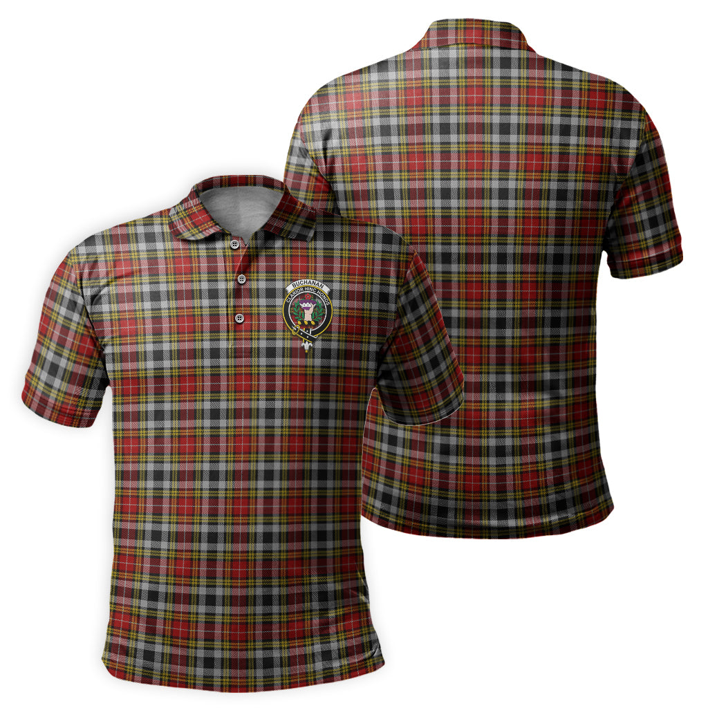 Buchanan Old Dress Tartan Men's Polo Shirt with Family Crest - Tartanvibesclothing