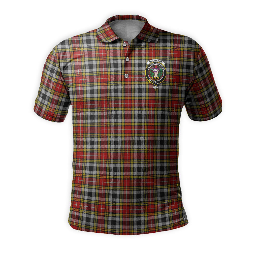 Buchanan Old Dress Tartan Men's Polo Shirt with Family Crest - Tartanvibesclothing