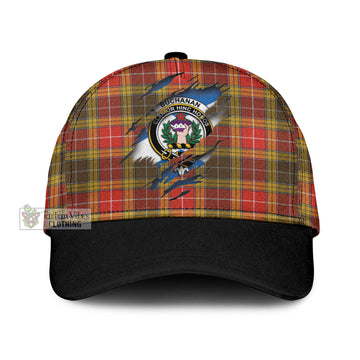 Buchanan Old Set Weathered Tartan Classic Cap with Family Crest In Me Style