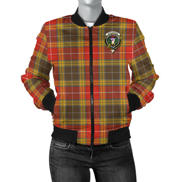 Buchanan Old Set Weathered Tartan Bomber Jacket with Family Crest