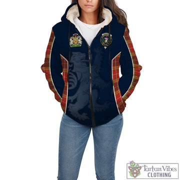 Buchanan Old Set Weathered Tartan Sherpa Hoodie with Family Crest and Lion Rampant Vibes Sport Style