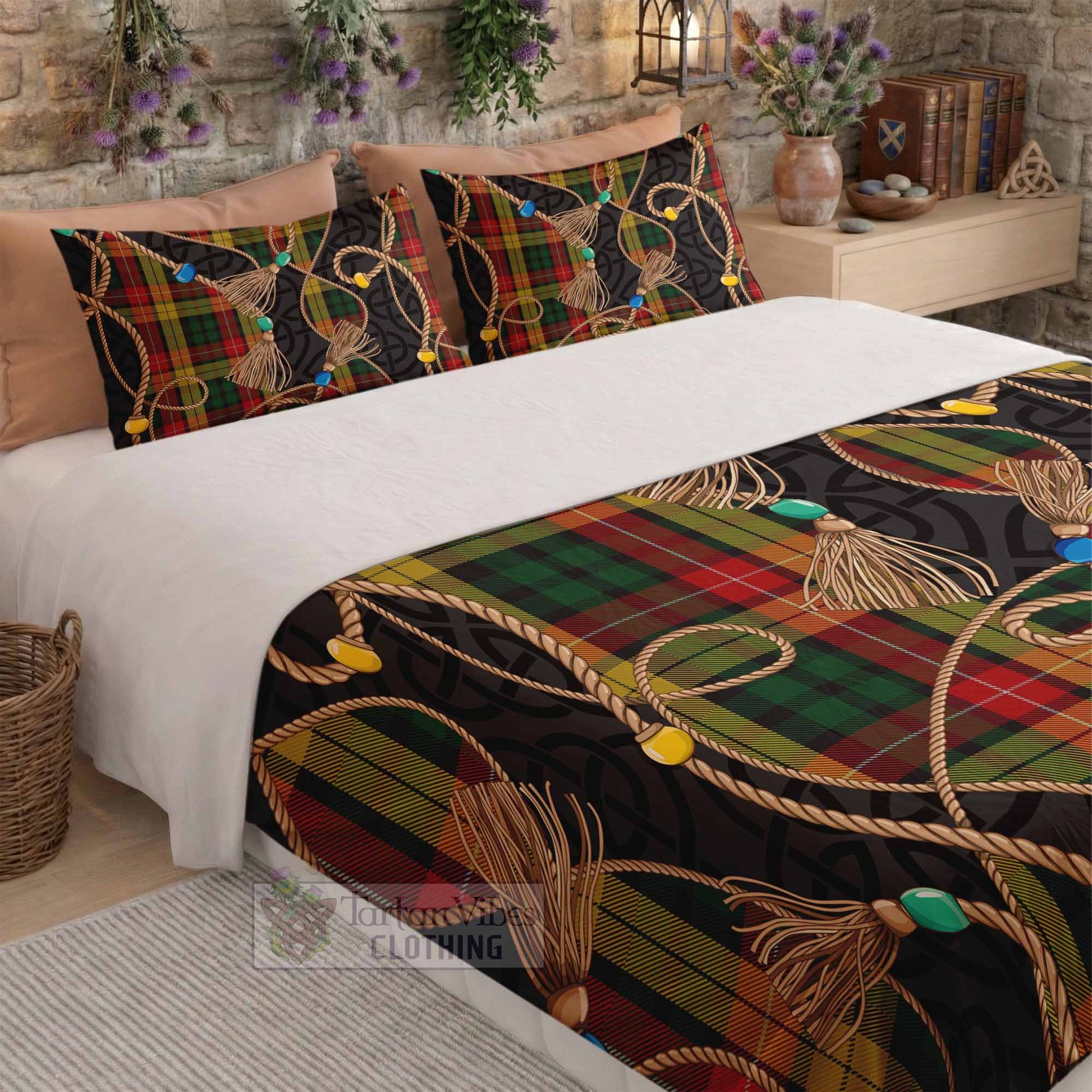 Buchanan Scottish Tartan Twisted Ropes Stylized Bedding Set - Tartan Vibes Clothing