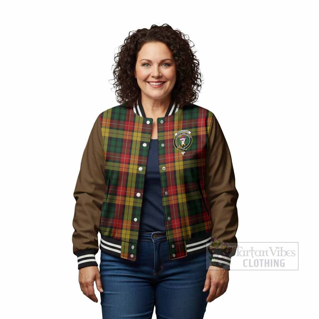 Buchanan Tartan Accent Baseball Jacket with Family Crest