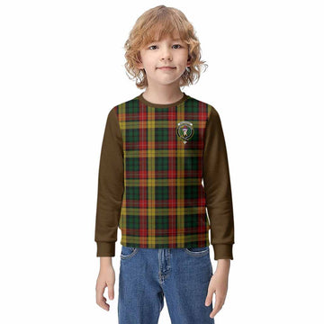 Buchanan Tartan Accent Kid Knitted Sweatshirt with Family Crest