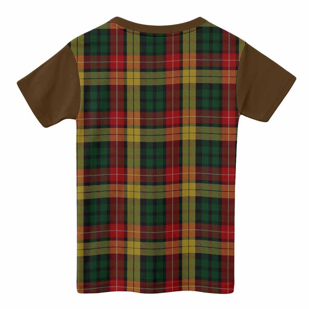 Buchanan Tartan Accent Kid T-shirt with Family Crest