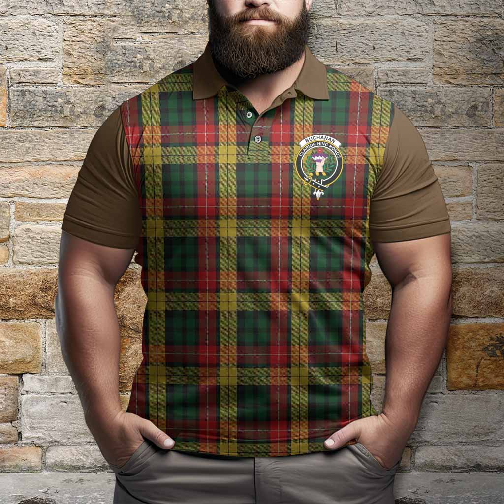 Buchanan Tartan Accent Polo Shirt with Family Crest