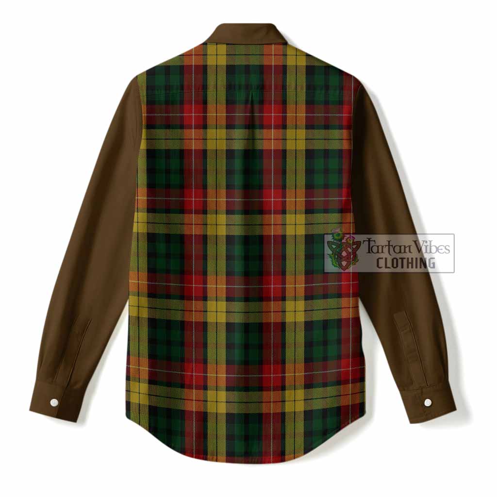 Buchanan Tartan Accent Women Casual Shirt with Family Crest