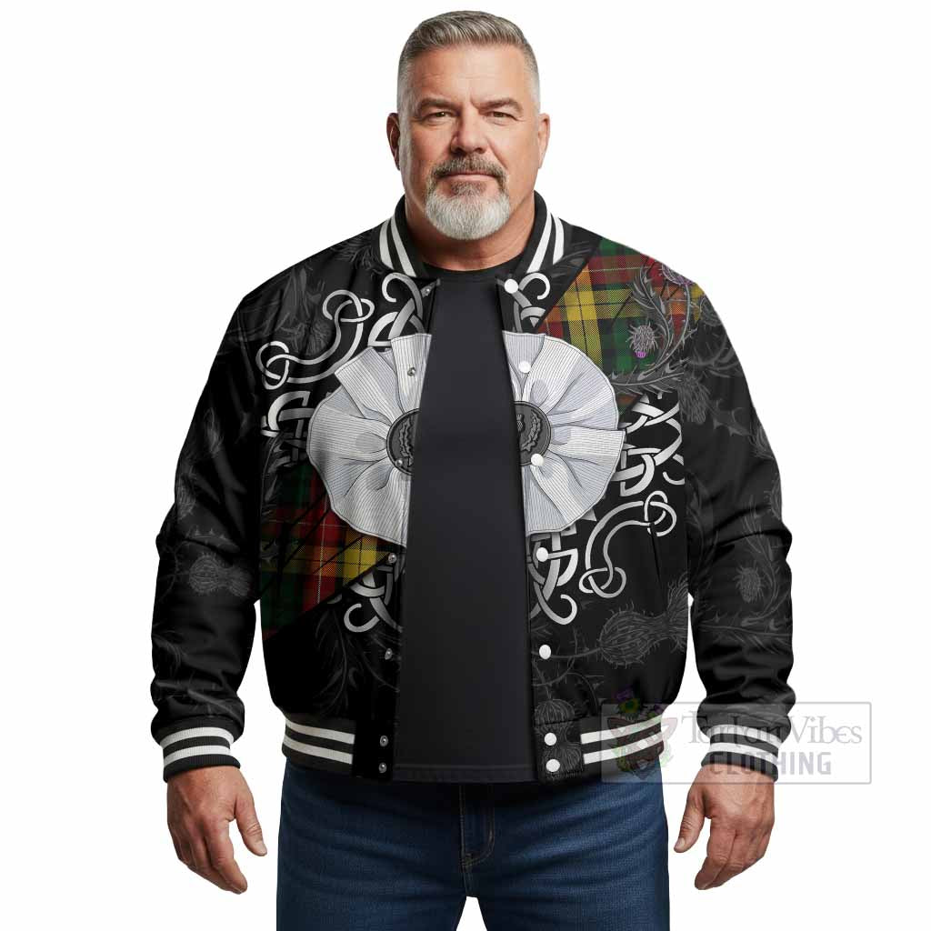Buchanan Tartan Baseball Jacket Jacobite White Rose - Tartan Vibes Clothing