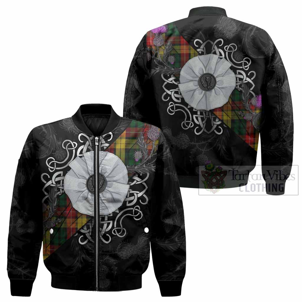 Buchanan Tartan Bomber Jacket Jacobite White Rose - Tartan Vibes Clothing