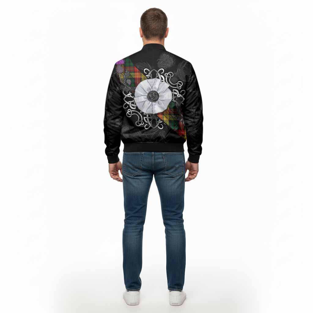 Buchanan Tartan Bomber Jacket Jacobite White Rose - Tartan Vibes Clothing
