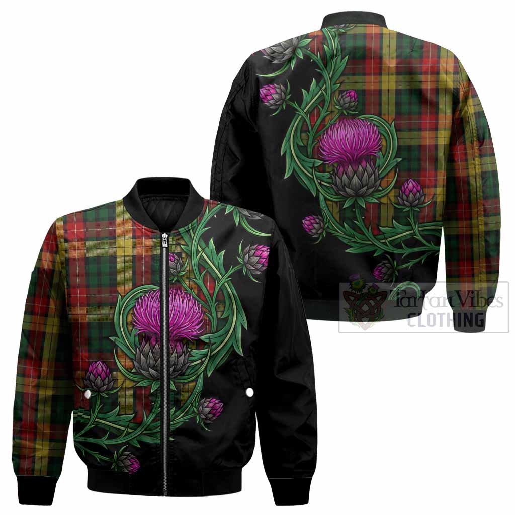 Buchanan Tartan Bomber Jacket Resilient Scottish Thistle - Tartan Vibes Clothing