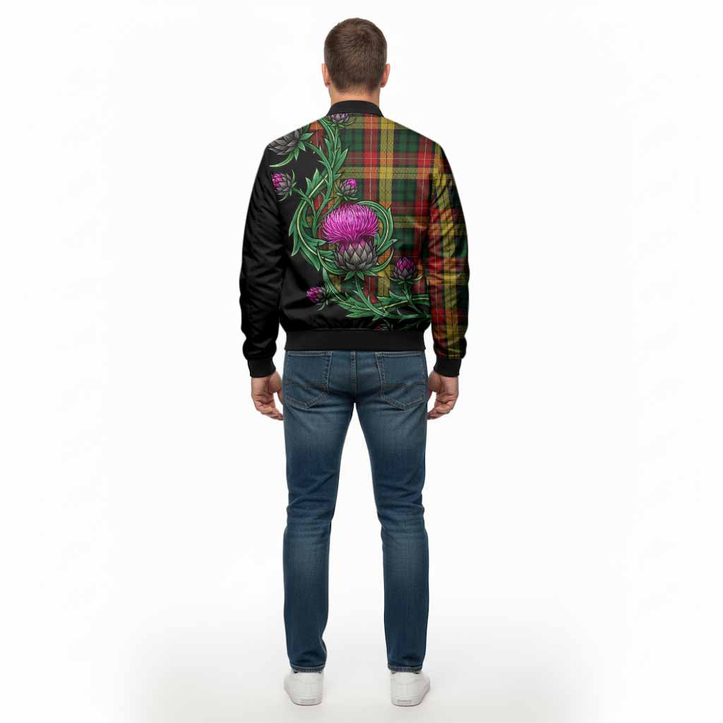 Buchanan Tartan Bomber Jacket Resilient Scottish Thistle - Tartan Vibes Clothing