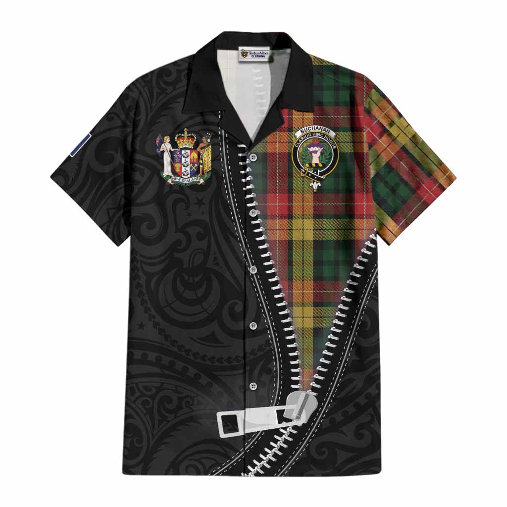 Buchanan Tartan Cotton Hawaiian Shirt New Zealand Pattern Unique Zipper Stylized