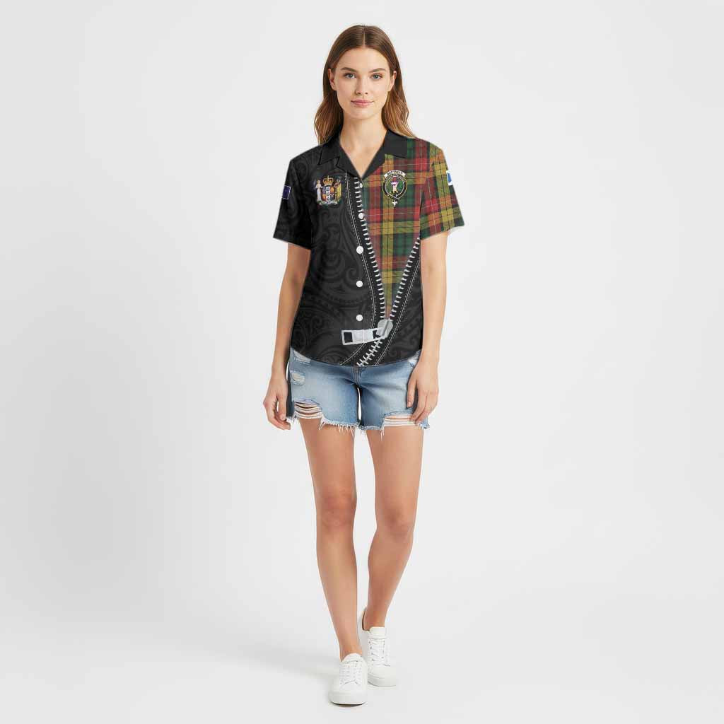 Buchanan Tartan Cotton Hawaiian Shirt New Zealand Pattern Unique Zipper Stylized