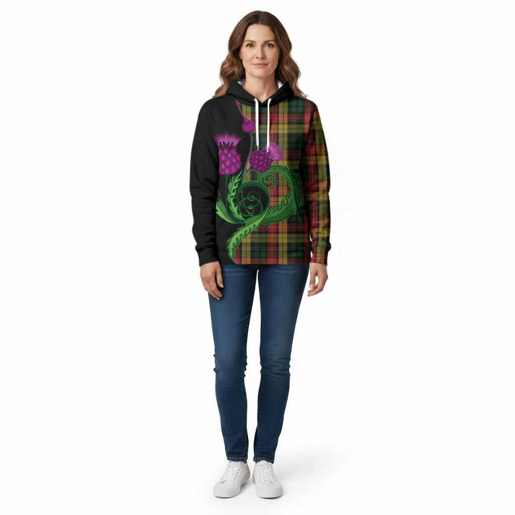 Buchanan Tartan Cotton Hoodie Traditional Scottish Thistle