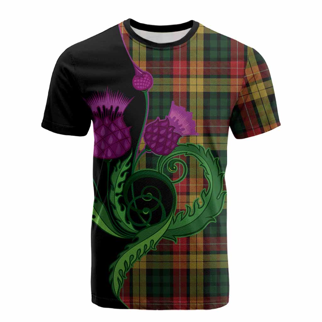 Buchanan Tartan Cotton T-shirt Traditional Scottish Thistle