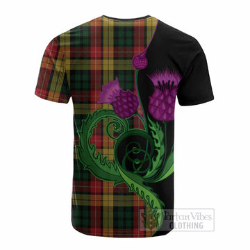 Buchanan Tartan Cotton T-shirt Traditional Scottish Thistle