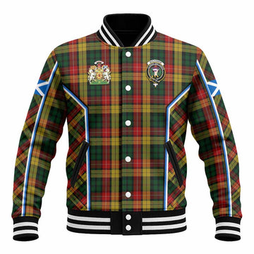 Buchanan Tartan Crest Baseball Jacket Scotland Coat of Arm Flag Style