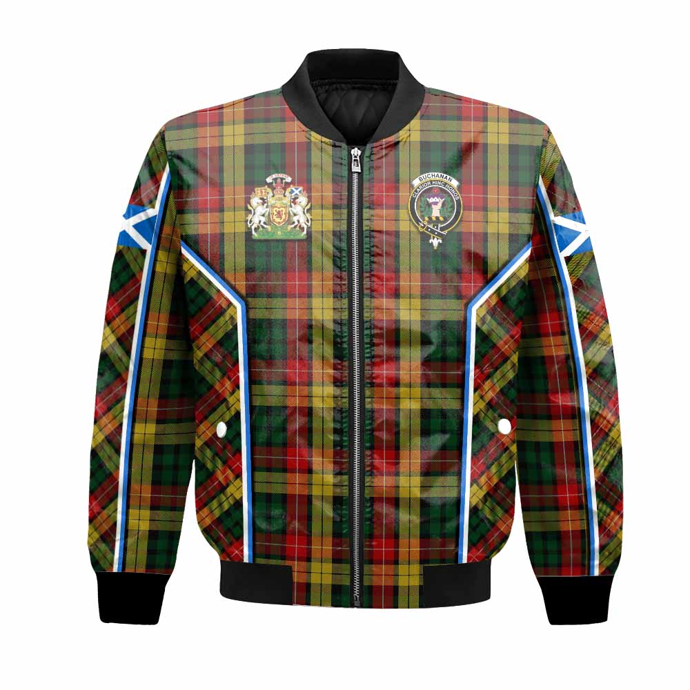 Buchanan Tartan Crest Bomber Jacket Scotland Coat of Arm Flag Style - Tartan Vibes Clothing