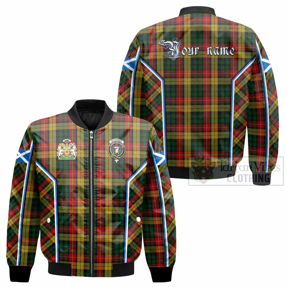 Buchanan Tartan Crest Bomber Jacket Scotland Coat of Arm Flag Style - Tartan Vibes Clothing