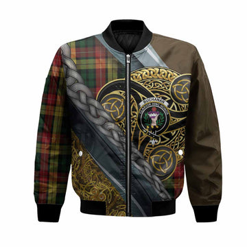 Buchanan Tartan Crest Bomber Jacket Scottish Triskele Celtic