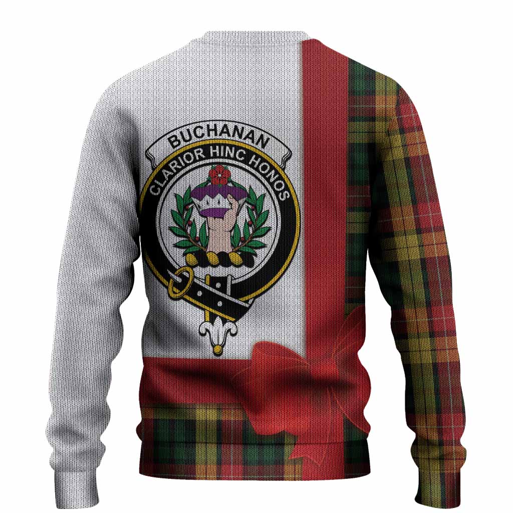 Buchanan Tartan Crest Christmas Christmas Ugly Sweater Highland Cow Bagpipes Coquette Bow Style