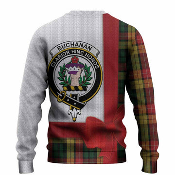 Buchanan Tartan Crest Christmas Christmas Ugly Sweater Highland Cow Bagpipes Coquette Bow Style