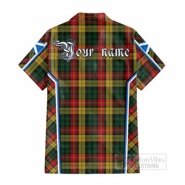 Buchanan Tartan Crest Cotton Hawaiian Shirt Scotland Coat of Arm Flag Style - Tartan Vibes Clothing
