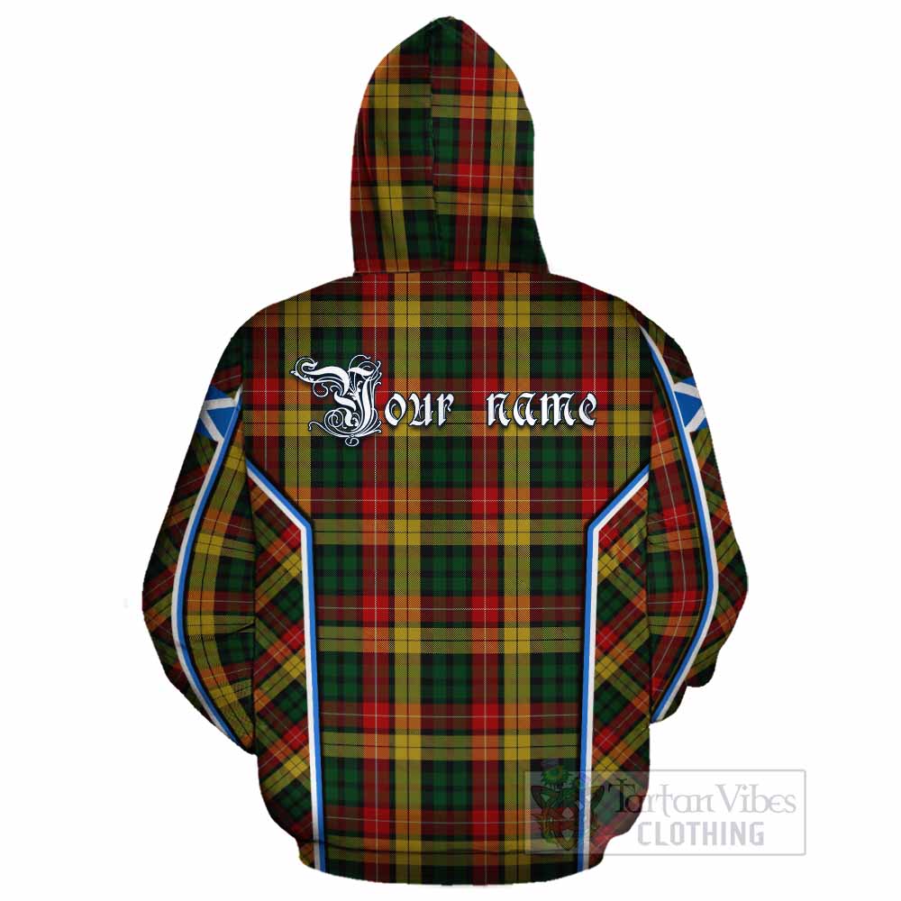 Buchanan Tartan Crest Cotton Hoodie Scotland Coat of Arm Flag Style - Tartan Vibes Clothing