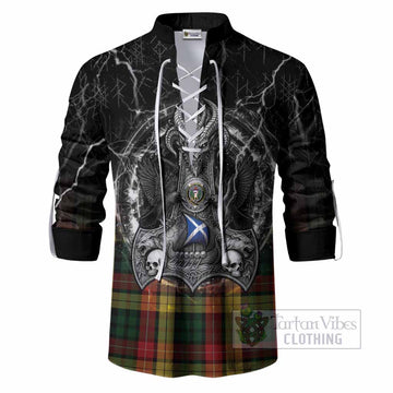 Buchanan Tartan Crest Ghillie Shirt Celtic Odin's Raven Legacy