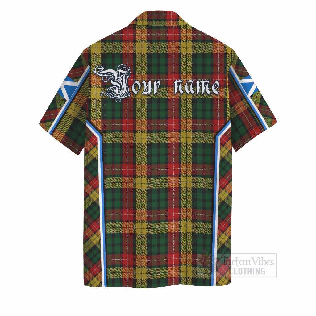 Buchanan Tartan Crest Hawaiian Shirt Scotland Coat of Arm Flag Style - Tartan Vibes Clothing