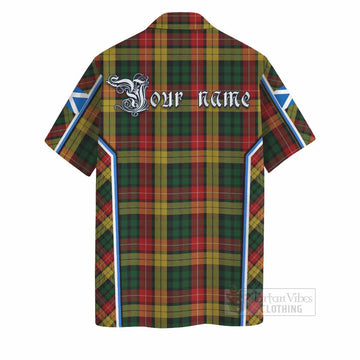 Buchanan Tartan Crest Hawaiian Shirt Scotland Coat of Arm Flag Style - Tartan Vibes Clothing