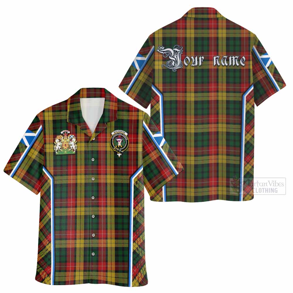 Buchanan Tartan Crest Hawaiian Shirt Scotland Coat of Arm Flag Style - Tartan Vibes Clothing