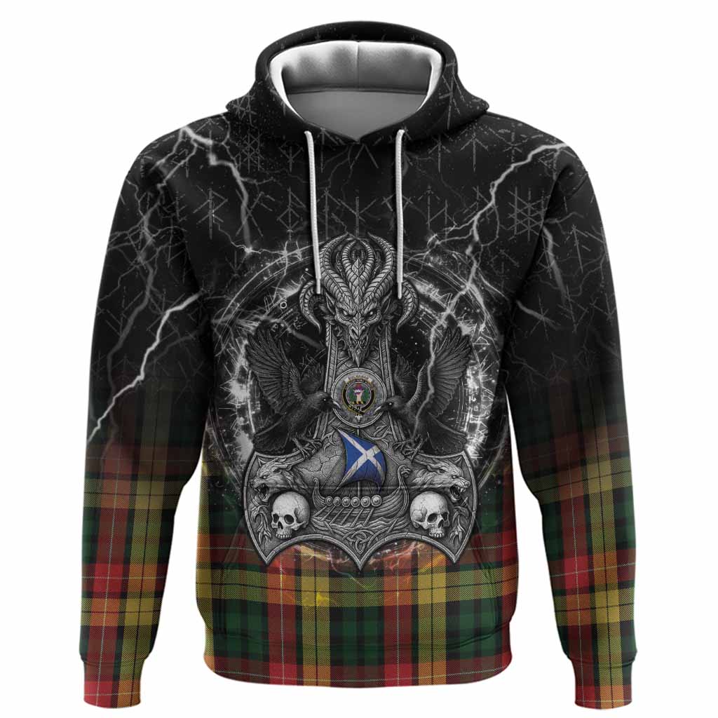 Buchanan Tartan Crest Hoodie Celtic Odin's Raven Legacy