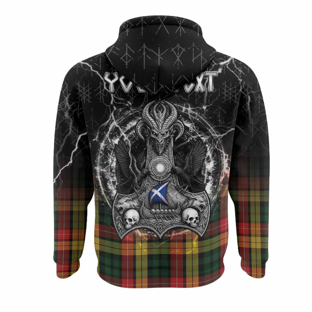 Buchanan Tartan Crest Hoodie Celtic Odin's Raven Legacy