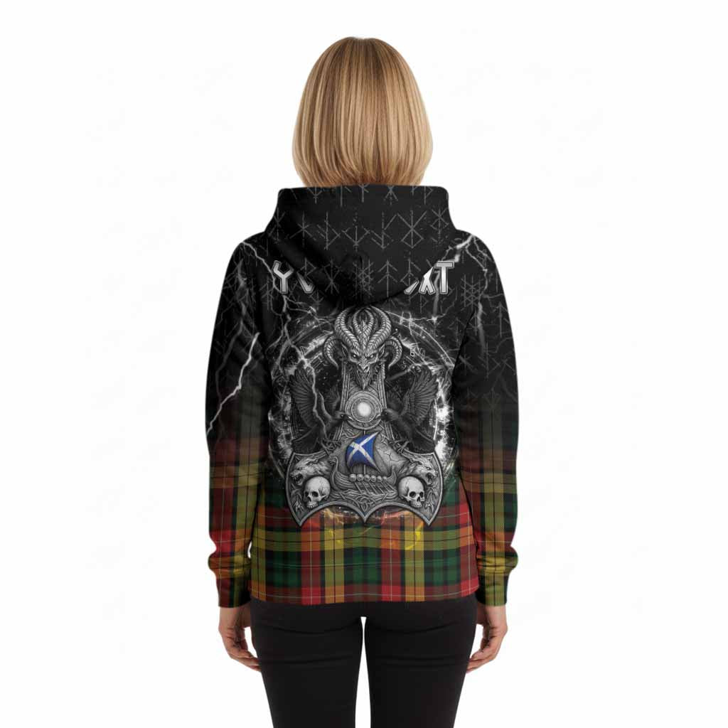 Buchanan Tartan Crest Hoodie Celtic Odin's Raven Legacy