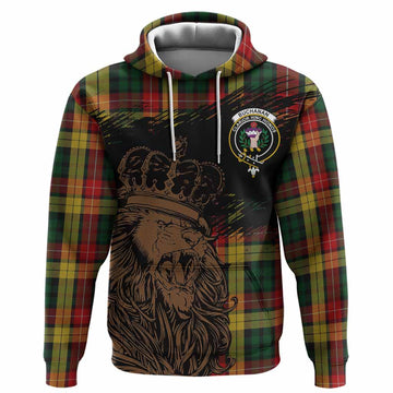 Buchanan Tartan Crest Hoodie Crowned Lion Heritage Style