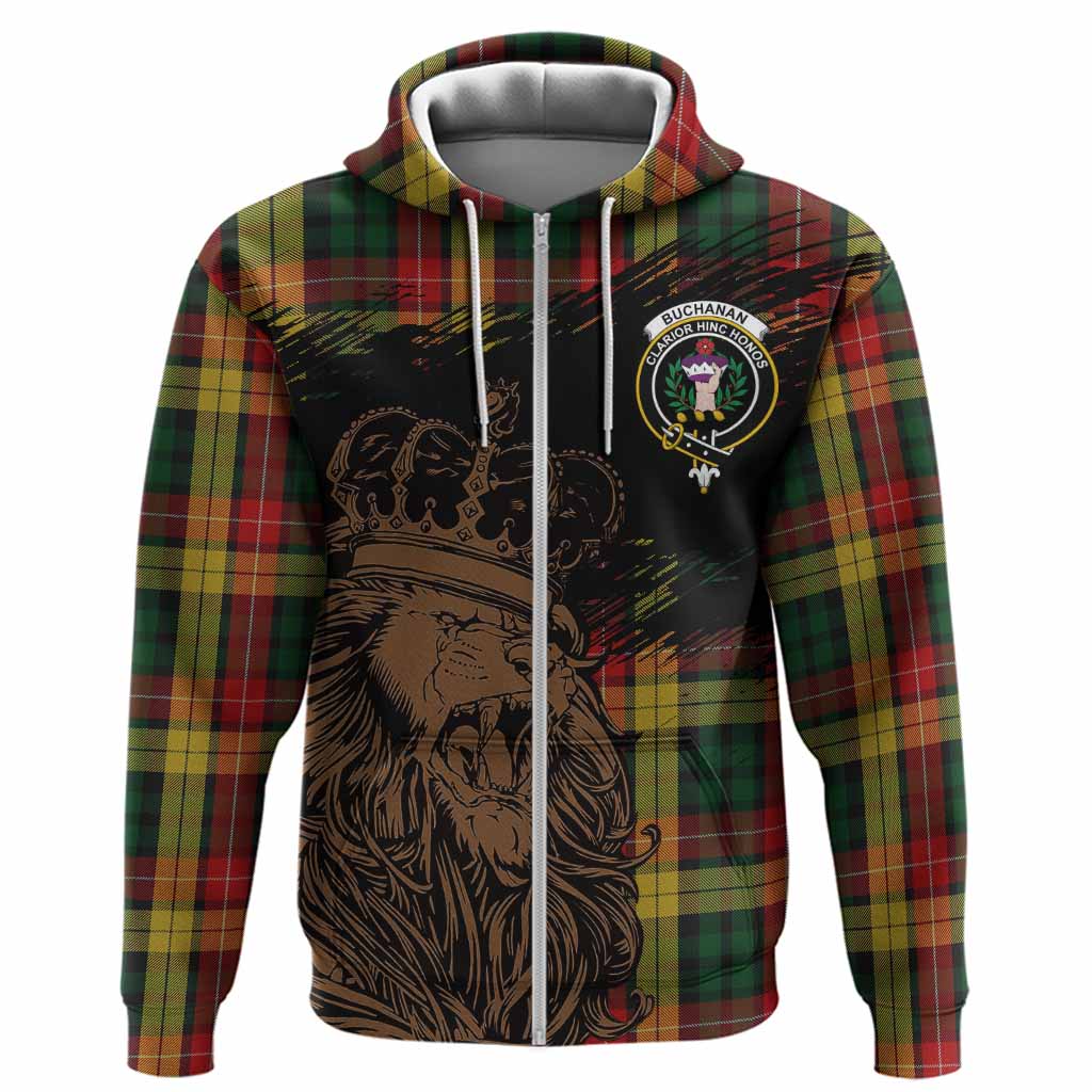Buchanan Tartan Crest Hoodie Crowned Lion Heritage Style