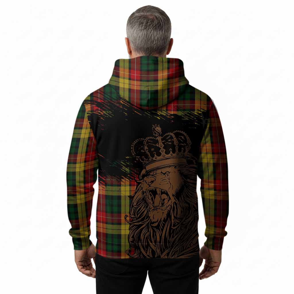 Buchanan Tartan Crest Hoodie Crowned Lion Heritage Style