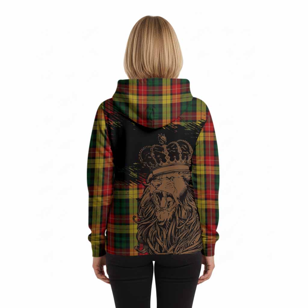 Buchanan Tartan Crest Hoodie Crowned Lion Heritage Style