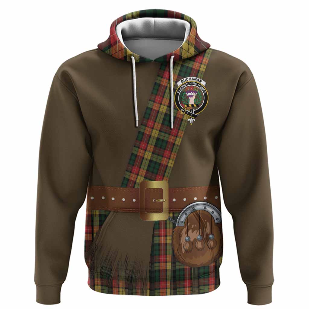 Buchanan Tartan Crest Hoodie Kilt Costume Style