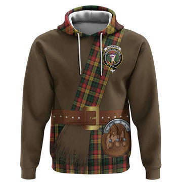 Buchanan Tartan Crest Hoodie Kilt Costume Style