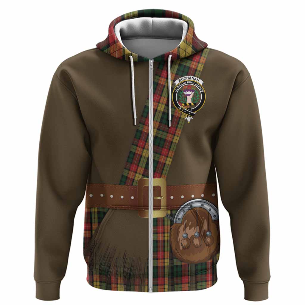 Buchanan Tartan Crest Hoodie Kilt Costume Style