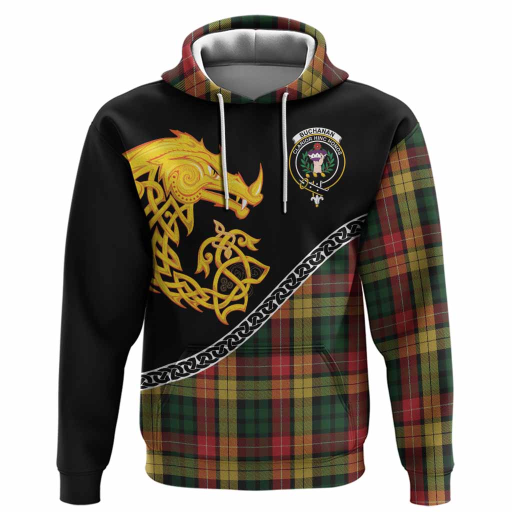 Buchanan Tartan Crest Hoodie Legendary Dragon Knot Half Style