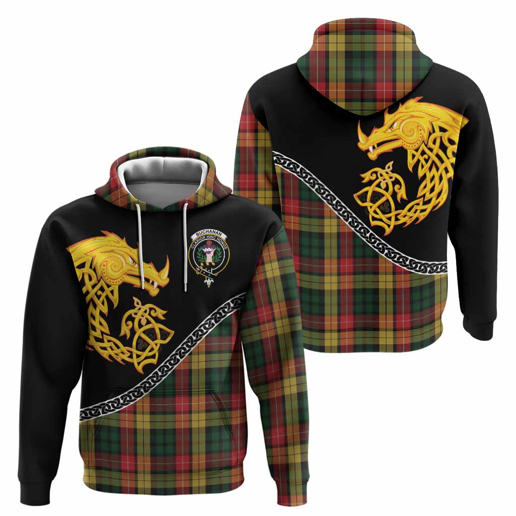 Buchanan Tartan Crest Hoodie Legendary Dragon Knot Half Style